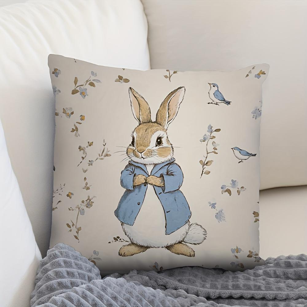 PC Vintage Peter Rabbit Decorative Pillow Cover Ideal for Easter Sofa Bed Living Room Office