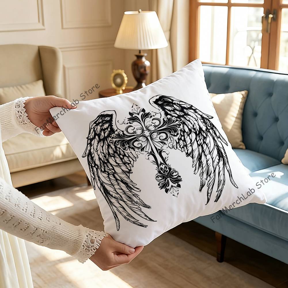 Gothic Cyber Sigil Cross Eyes Printed Pillow Cover Cushion Case Simple Sofa Pillow Case No Pillow Core