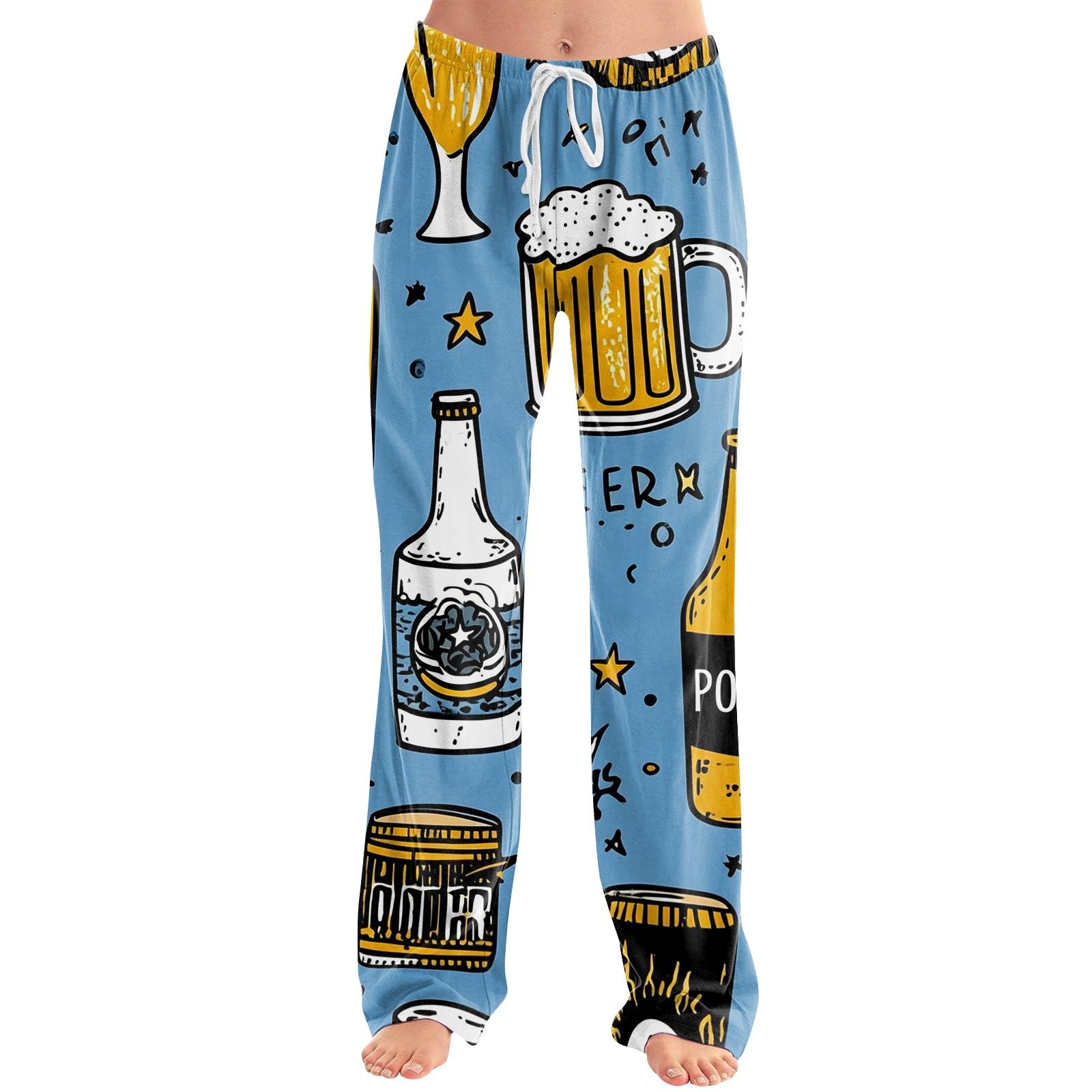 

Women Drawstring Lounge Pants Oktoberfest Print Casual Relaxed Fit Elastic Waistband Full Length Soft Fabric Trousers for Leisure Wear M синій