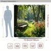 1pc Shower Curtain - Serene Garden Path with a Wooden Bench Amidst Lush Greenery and Vibrant Flowers, Perfect for Bathroom