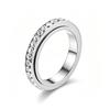 Light luxury temperament rotatable single row full diamond titanium steel ring women's 18k non-fading zircon gypsy couple ring