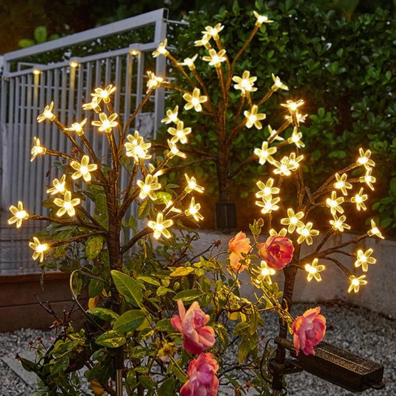 1~4 Pcs LEDs Solar Flower Light Outdoor for Garden Decoration RGB Fairy Light Solar Powered Decor Lights for Landscape Backyard