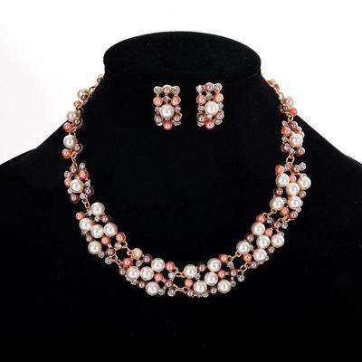 European & American Imitation Pearl Bridal Necklace Set