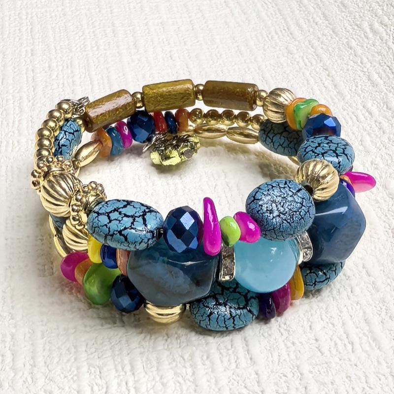 

Женский многослойный браслет-обертка из бисера из кристаллов бирюзы и агата