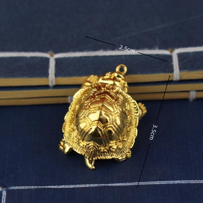 Pengagörande Gyllene Sköldpadda Nyckelring Legeringshänge Kreativ Personlighet Bilnyckelring Ring