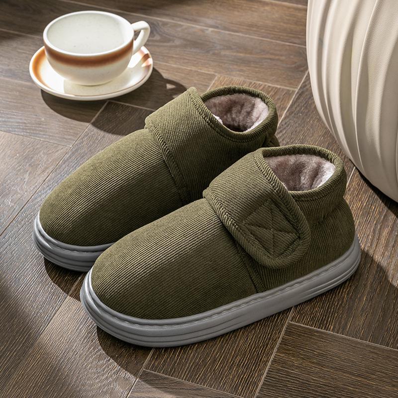 Men's Plush Non-Slip High-Top Cotton Winter Shoes - Heel-Covered, Thick, Cold-Proof Slippers for Outdoor Wear
