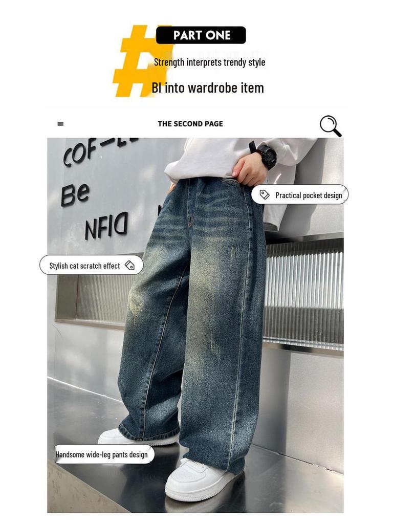 Boys' Spring and Autumn Jeans - 2025 New Stylish Straight-Leg Casual Pants