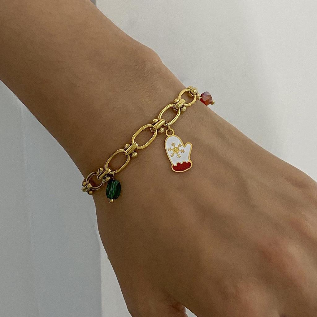 Jieding Stainless Steel Christmas & New Year Bracelet: High-End European & American Party Bangle