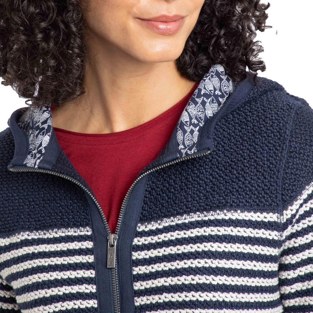 Weird Fish Womens/Ladies Bianca Striped Macaroni Eco Friendly Full Zip Hoodie