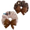 High-End Brown Bow Knitted Scrunchie - Super Large Elastic Hair Tie