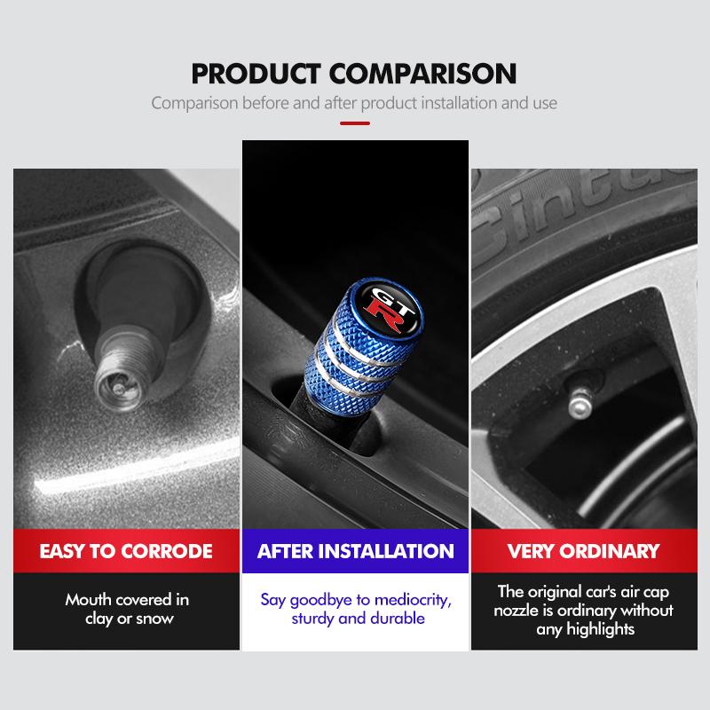 ABP3 4Pcs Aluminum Car Wheel Valve Protection Cap Tyre Dust Cover For Nissan GTR C210 R30 GTS-R R33 R34 GT-R R35 Nismo