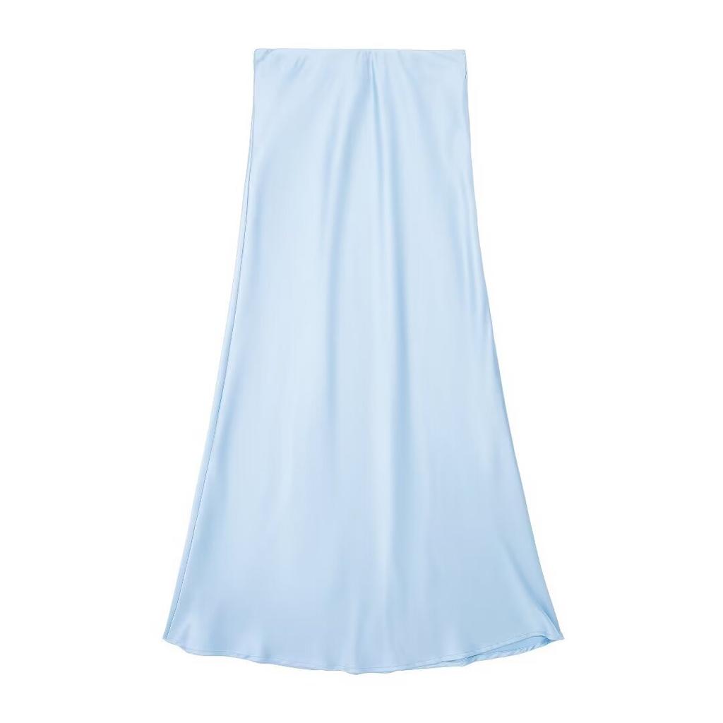 European and American style, new women's clothing, fashionable, casual silk satin texture Midi skirt 5427/453