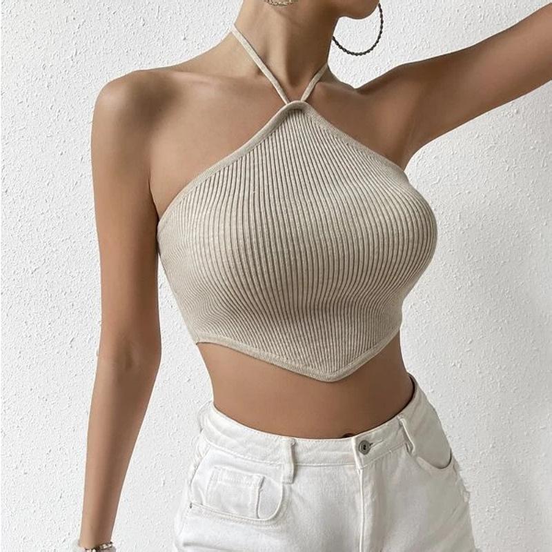 GMXIA Sexy Spice Girls Women's Temperament Short Halter Halter Knit Vest Top Woman