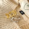 Korean Fashion Gold Silver Plated Rings for Women Big Large Square Open Finger Ring Chunky Jewelry 2024 New Hot