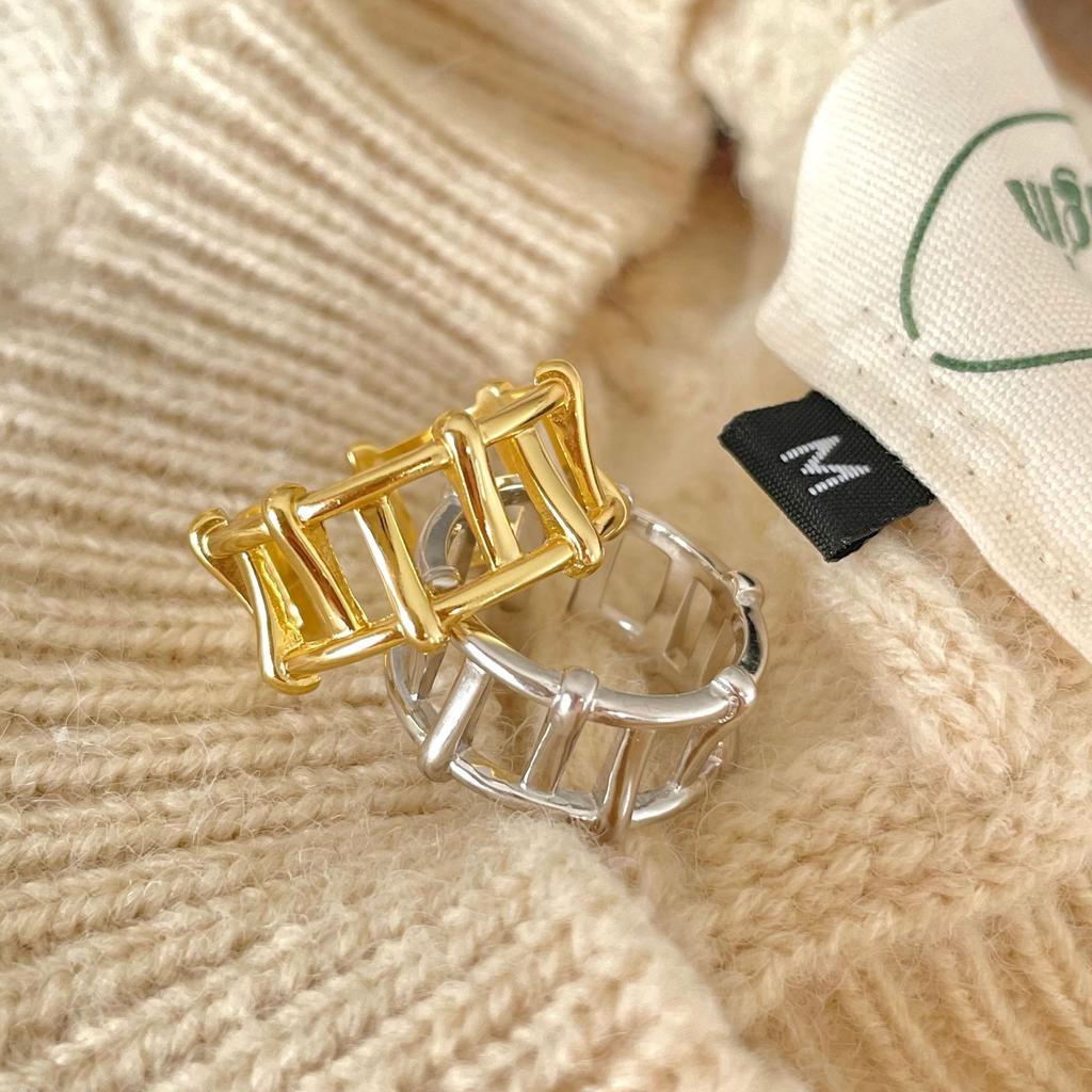 Korean Fashion Gold Silver Plated Rings for Women Big Large Square Open Finger Ring Chunky Jewelry 2024 New Hot