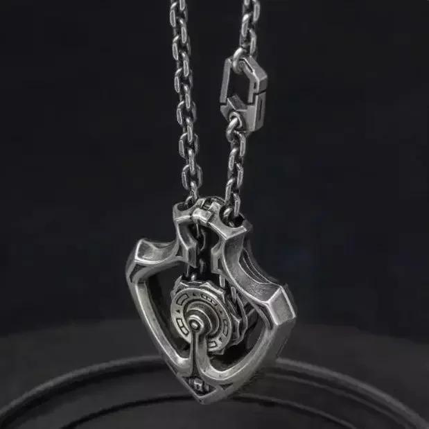 Collana Ciondolo Ingranaggio Rotante Meccanico Retro Punk EDC da Esterno Regalo Creativo da Uomo