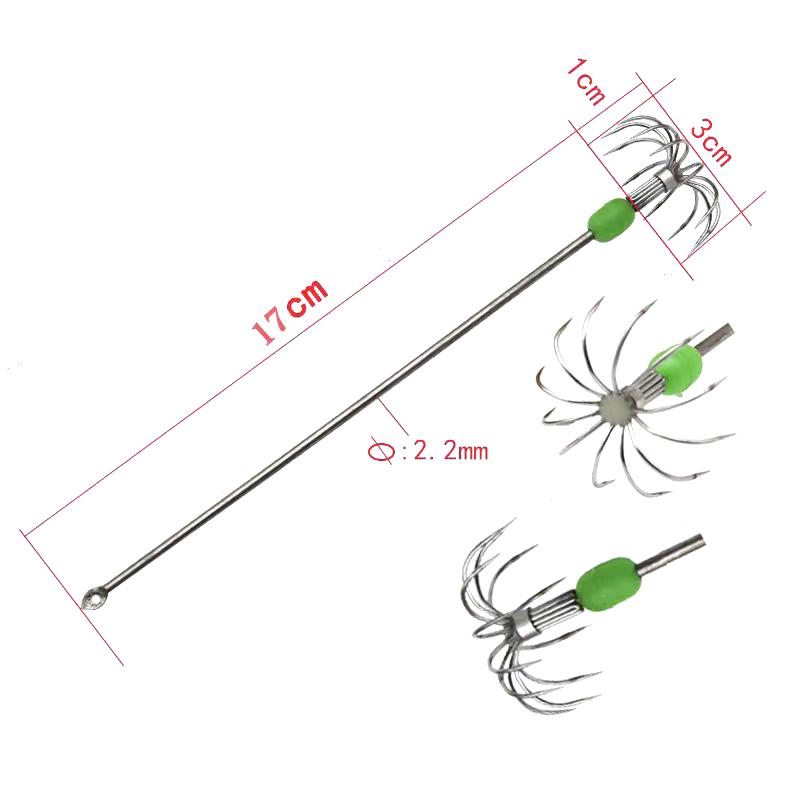 1/8/10/20Pcs/ Box Umbrella Hooks Live Bait Hooks Squid Blow Tubes Octopus Squid Hooks Stainless Steel Fishing Gear Accessories