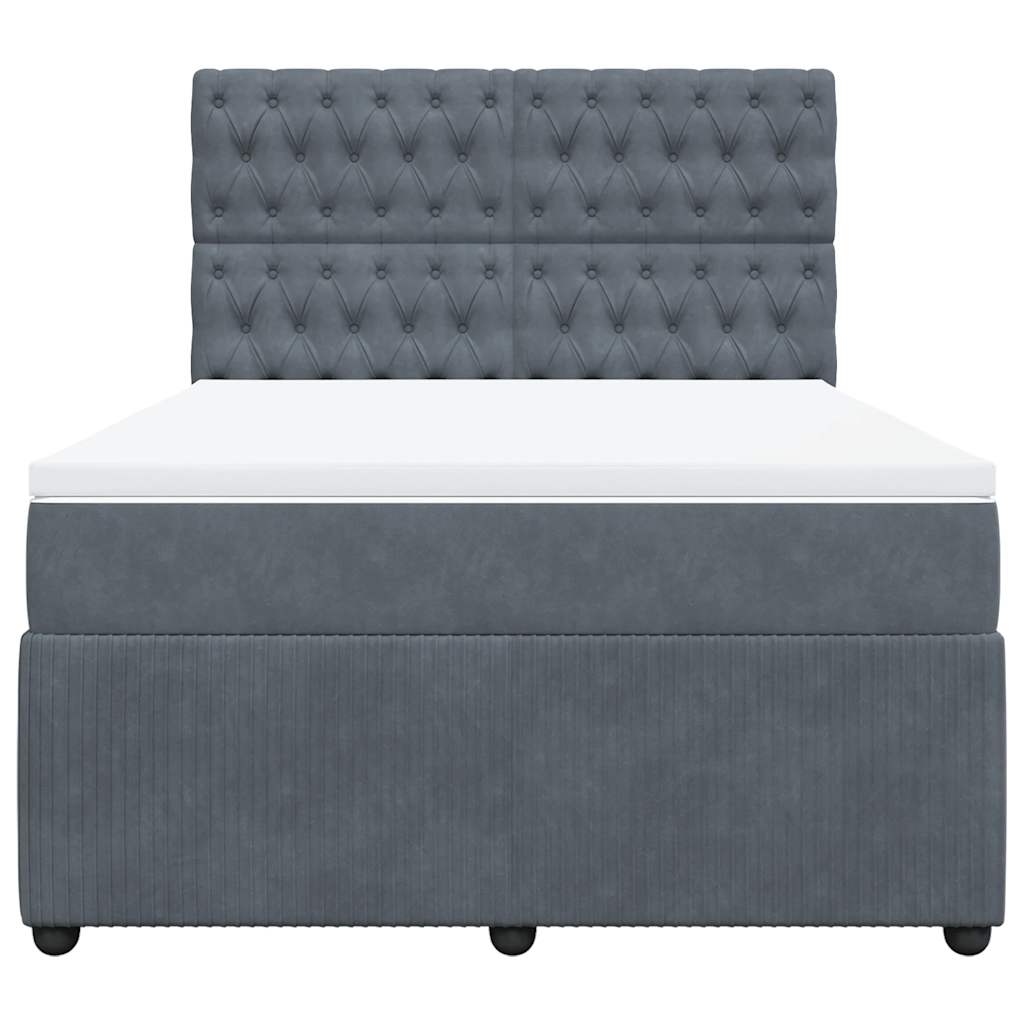 Vidaxl Letto Continentale Con Materasso, Grigio Scuro, 140X200Cm Velluto
