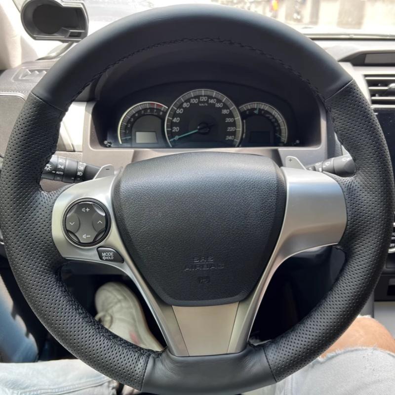 

Чохол на кермо автомобіля Шкіряний Для Toyota Venza Camry 2012-2015 Плетіння на кермо Автомобільний аксесуар Beige Thread