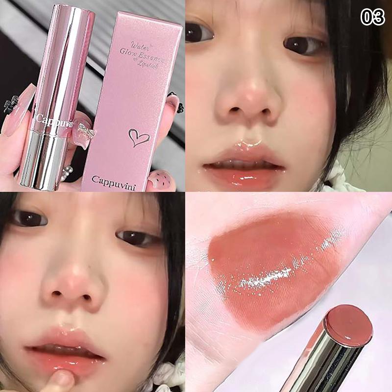 Cappuvini Mirror Solid Lip Gloss Water Light Lipstick Clear Jelly Lip Glaze Nude Lightweight Brightening Lip Tint Makeup