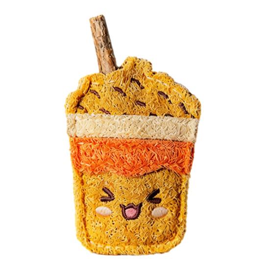 Loofah Cat Chew Toy with Silver Vine Stick Milk Tea Cup Shape Cat Toy оранжевый