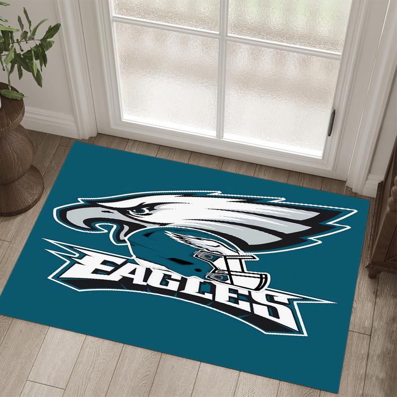 Philadelphia Eagles Design Kristall-Samt-Teppich Gemütlich Nicht?Rutschfester Teppich mit Aufdruck für Schlafzimmer Wohnzimmer Eingang