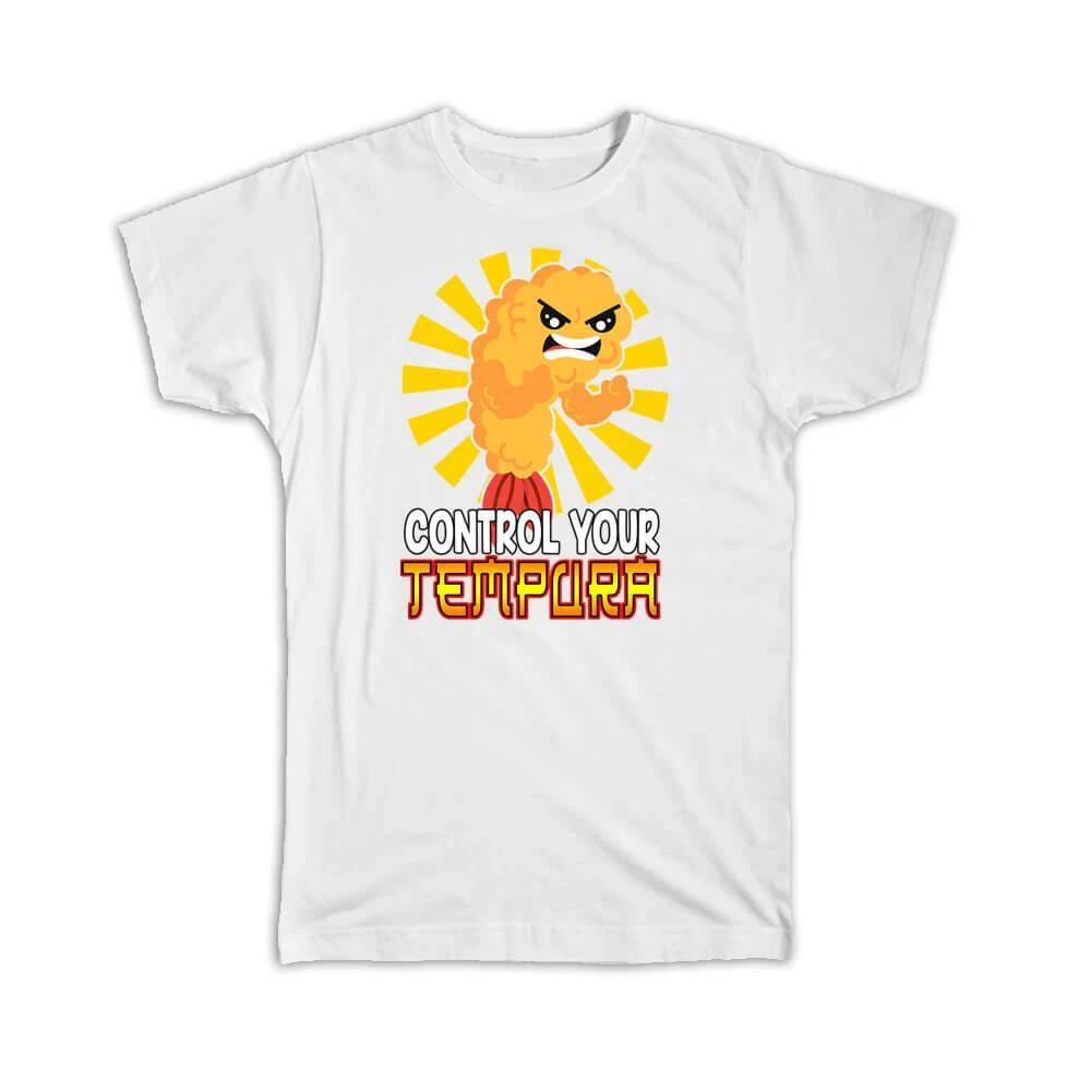 Gift T-Shirt : Control Your Tempura Temper Funny Art Print Shrimp Sushi Japanese S
