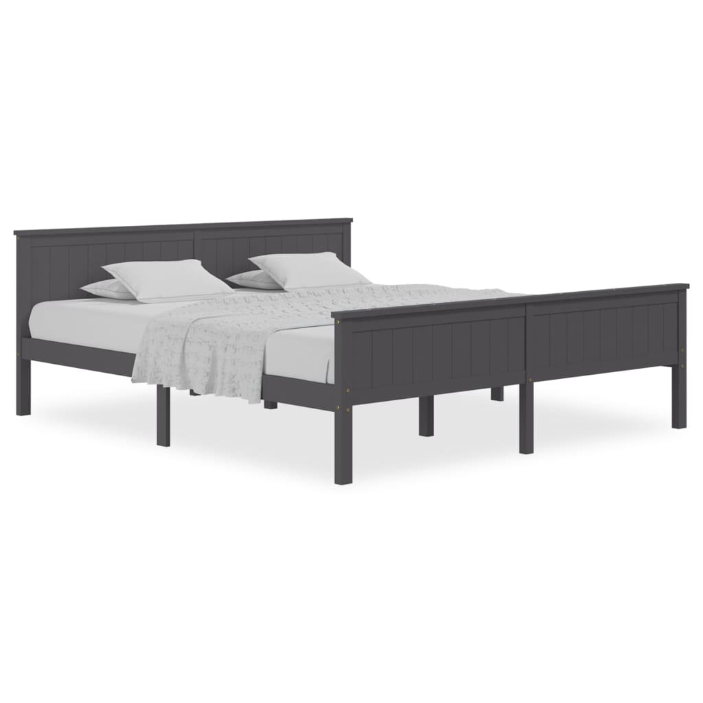 Solid Wood Bed Gray Pine 200 x 200 cm