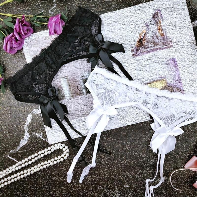 Women'S Sexy Underwear Large Size Lace Garters Lovely Bow-Knot High Elastic Waist Belt For Thigh High Stockings Erotic Costumes