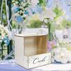 Wood Wedding Card Box with Flower Trough Gift Cards Box Rustic Card Collection Wedding Money Box for Table Centerpiece Decor