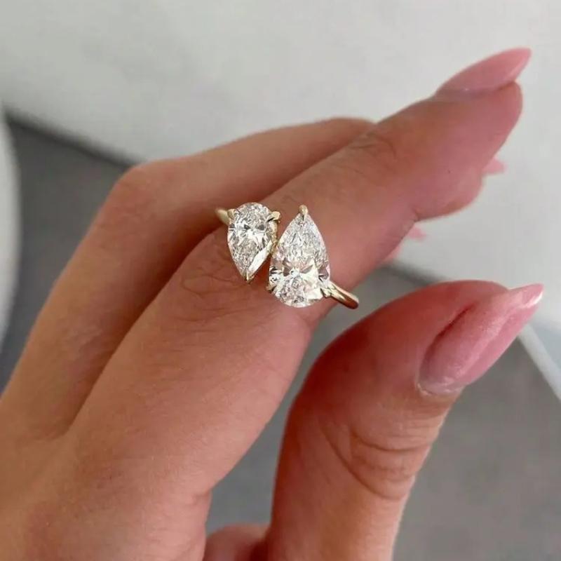 925er Sterlingsilber Funkelnde Wassertropfen Verflochten Blendend Klar Birnenförmige Zirkonia Fingerringe Für Damen Geschenk Hochzeit Feiner Schmuck