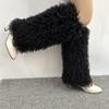 Harajuku Shoes Cuffs Leg Warmer Winter Warm Vintage Solid Color Fuzzy Plush Boots Cover Thick Calf Socks for Womens