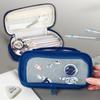 Cartoon Double-layer Pencil Bag Large Capacity Kids Stationery Bag Space Astronaut Pencil Case