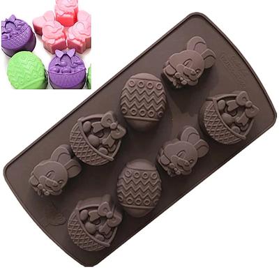 8 Moules à Chocolat en Silicone Œufs de Pâques Moules à Fondant en Forme de Lapin et de Panier Outils de Décoration de Gâteau Barre de Bonbons