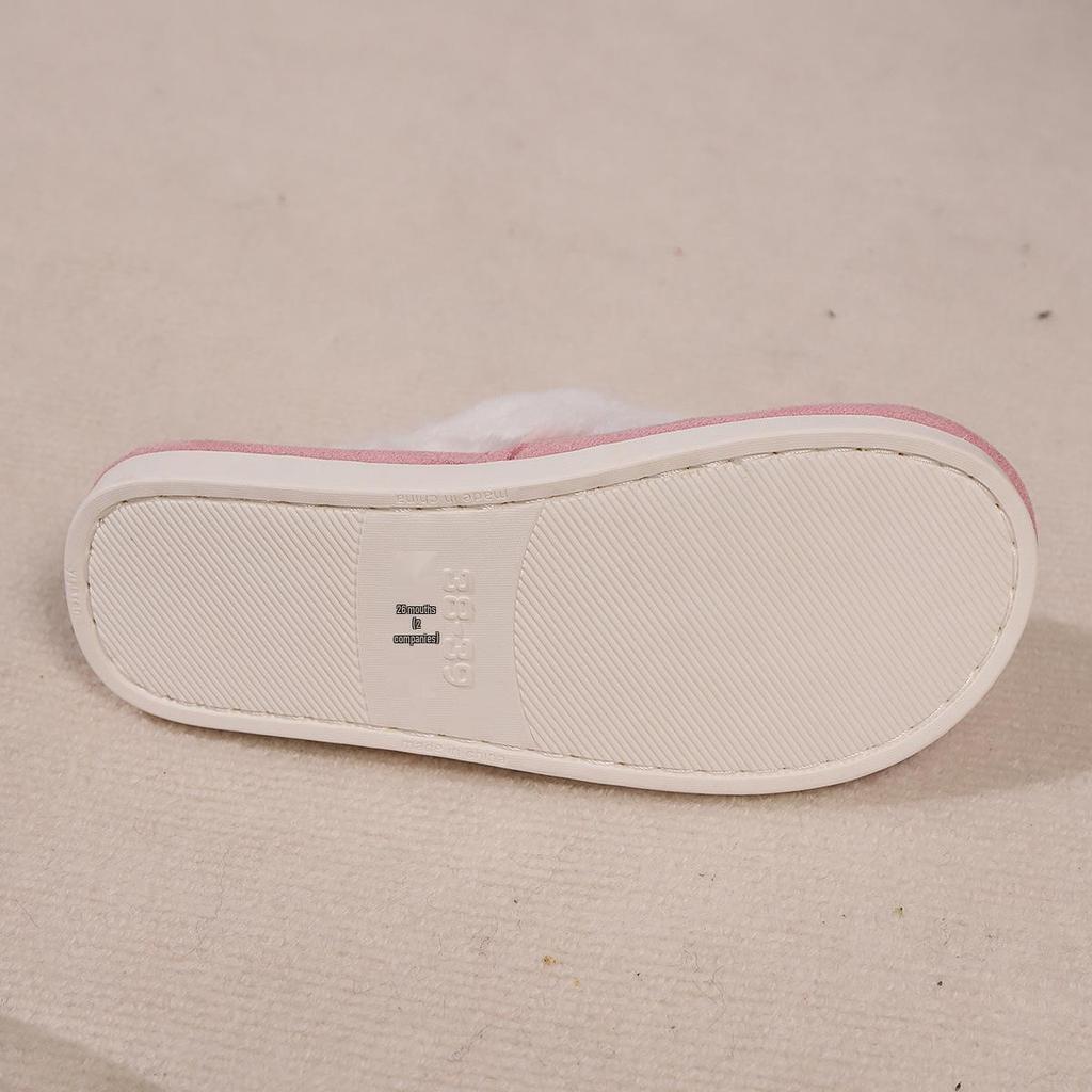 Cross-Border Patchwork Rabbit Fur Cotton Slippers, Men’s & Women’s Furry Velvet Thick Bottom Home Slippers