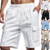 Men's Cargo Shorts Summer Linen Casual Multi-Pocket Sport Short Pants Men Fashion Elastic Waist Breathable Beach Shorts