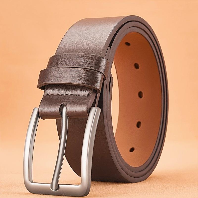 Men's Soft Leather Belt with Alloy Japanese Antique Buckle, Copper Pin