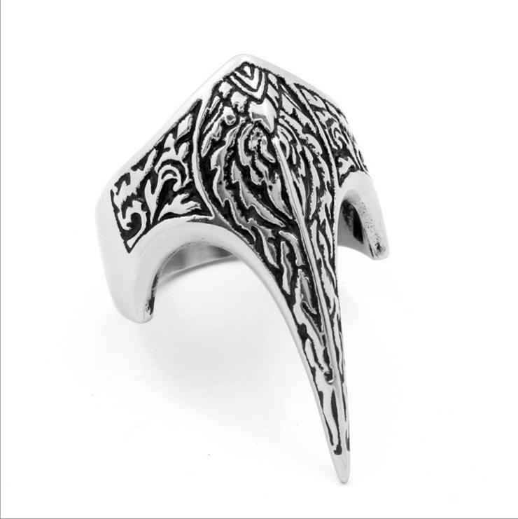 European American Punk Eagle Carved Ring: Titanium Steel Retro Men s Finger Ring US Size 11