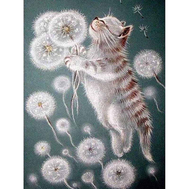 

5D Ручная алмазная живопись Мозаика Работа котенок Полный дрель Кваре / Круглый Алмазный Вышивка Подарок или Украшение