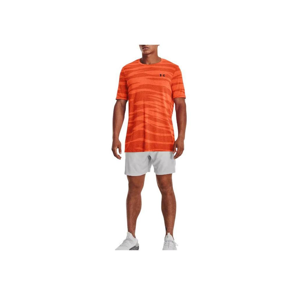 Under Armour Logo Print Pullover Crew Neck Short Sleeve T-Shirt Men Tops Explosive-Orange 1373726-866