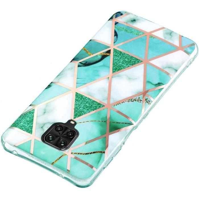 Coque de Protection - E.F.CONNECTION - Redmi Note 9 - Souple - Motif Marbre Coloré - Vert