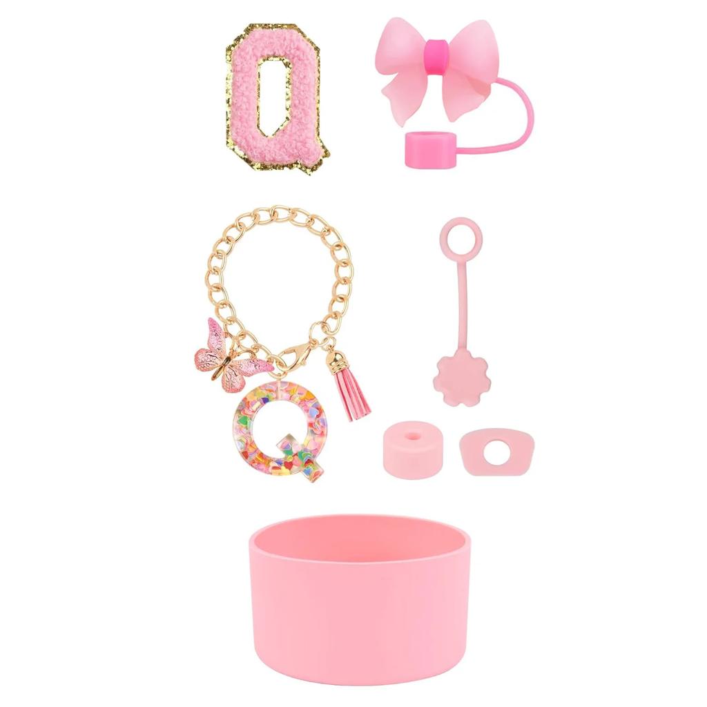 7pcs Cup Accessories Set for Stanley 30oz 40oz Tumbler Straw Cover Cap Boot Spill Proof Stopper Letter Keychain Charm Sticker
