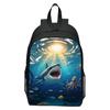 Shark Underwater World Eagle Print Backpack for Kids, Cartoon Double Shoulder School Bag, Lightweight Casual Daypack