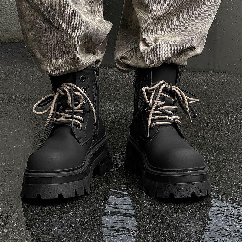 Height-increasing mid-help tooling boots British style boots men's recreational locomotive boots thick-soled big-head Martin boots men
