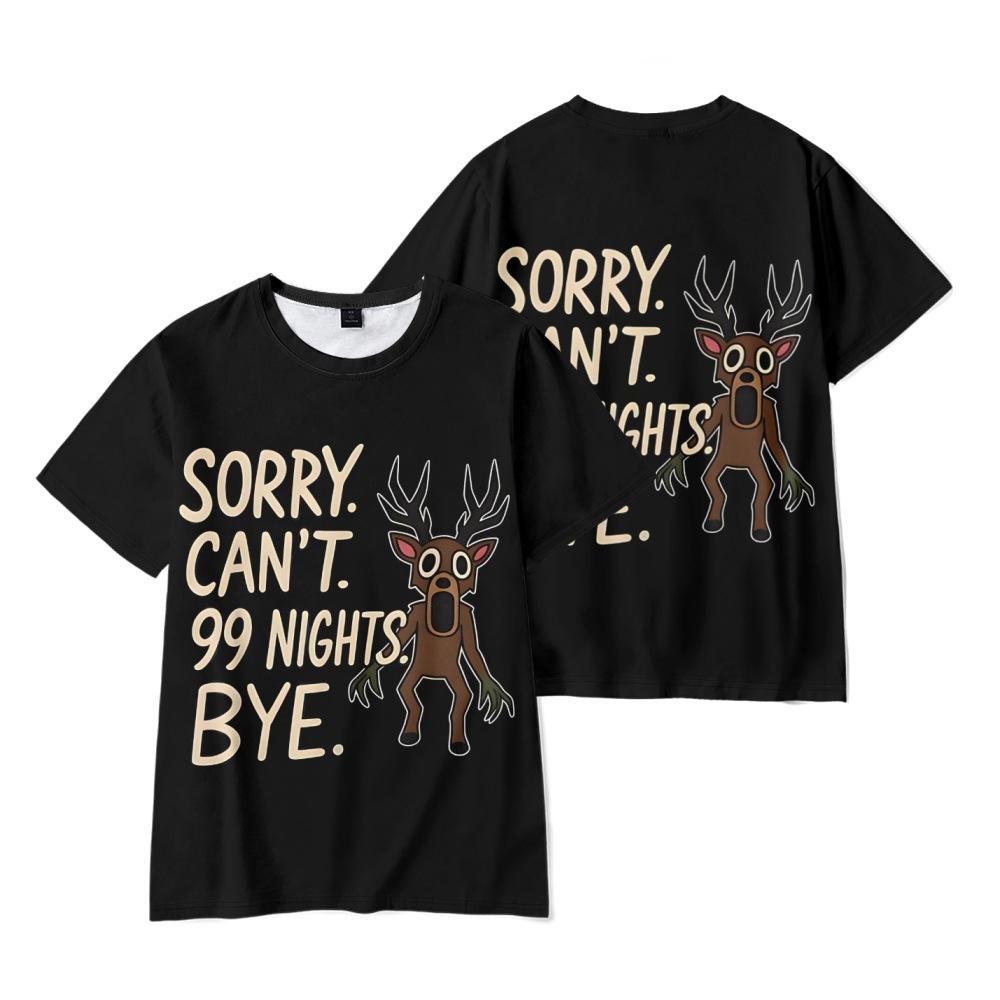 15 Colors Fashion 99 Nights In The Forest Cartoon T Shirts for Women Men Summer Clothing Fitness O Neck Man T-shirt Oversized Men T-shirts Tops