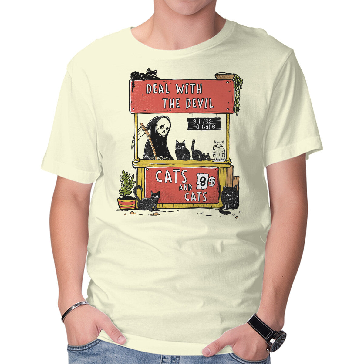 Unisex Crew Neck T-Shirt Deal With The Devil Graphic Short Sleeve Casual Tee XXXL