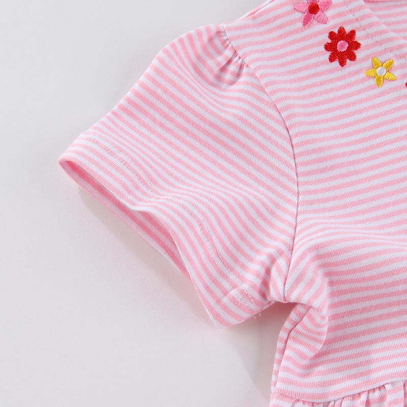 Europäisches und Amerikanisches Sommer-Strick-Stickerei-Prinzessinnenkleid für Mädchen - Kurzarm