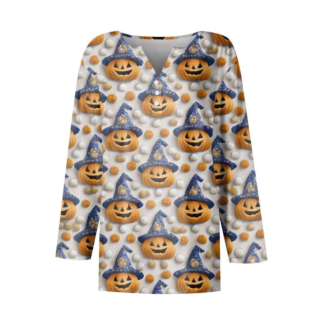 Women's Casual Fashion Sexy Comfortable V-Neck Halloween Seven Sleeve Top