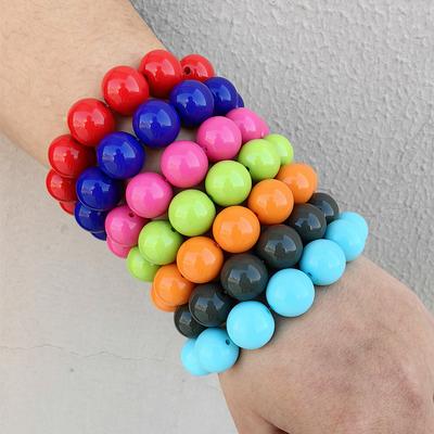 Punk Buntes Großes Rundes Perlenarmband für Damen Herren Neu Trendig Acrylkreis Dehnbares Armband Einfacher Schmuck Zubehör Geschenk