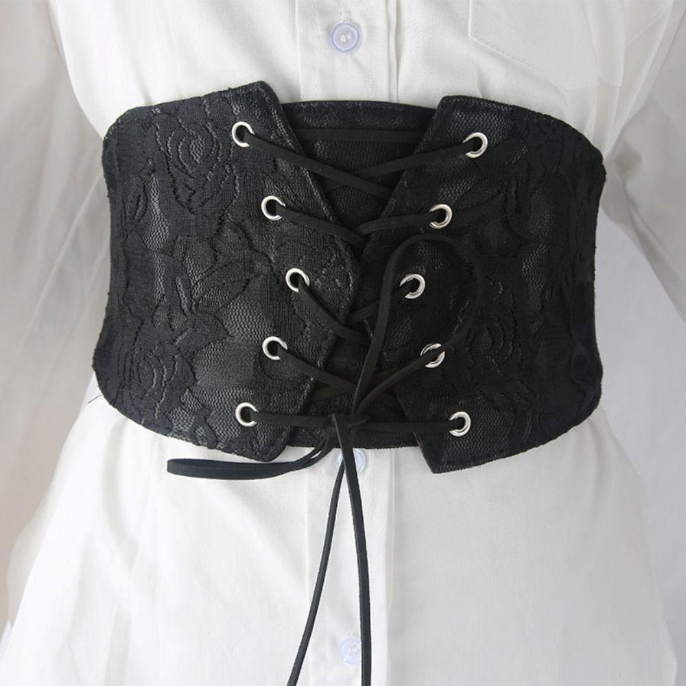 Black Lace Cummerbunds Chest Support Waist Belt Vintage Women Waistband  Daily